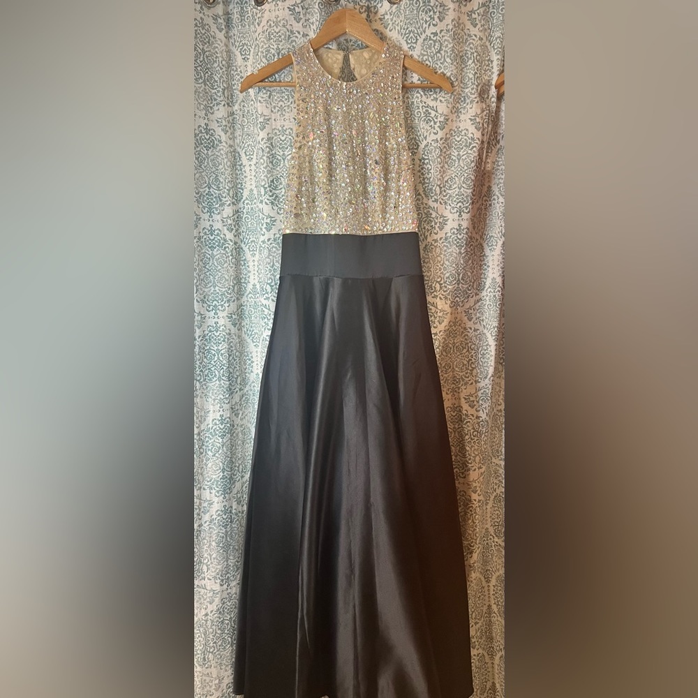 Black and Silver Jeweled Gown w pockets